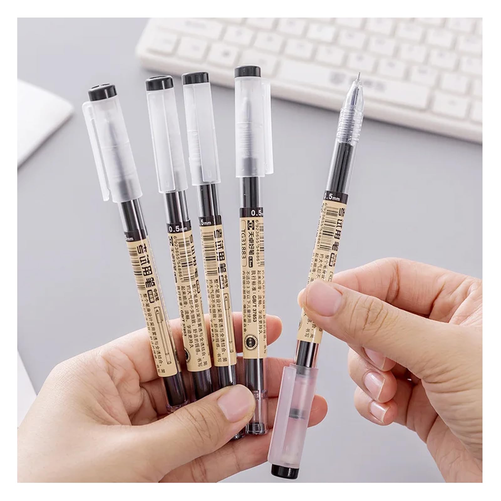 Liquid Ink Rollerball Pens Ballpoint Pens Gel Ink Pen Quick-Drying Extra-Fine Premium Japanese Style 0.38 mm point Rolling Ball Maker Pens for Office School Stationery Supply 12 Pcs/Set Black