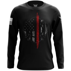 we the people holsters - thin red line flag - fire department shirt - long sleeve t shirt - thin red line shirt - american flag patriotic shirt - black - xl