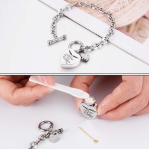 XIUDA Urn Bracelet for Ashes Cremation Bracelet Ashes Bracelet Heart Locket Holder Bangle Link Chain Women Men