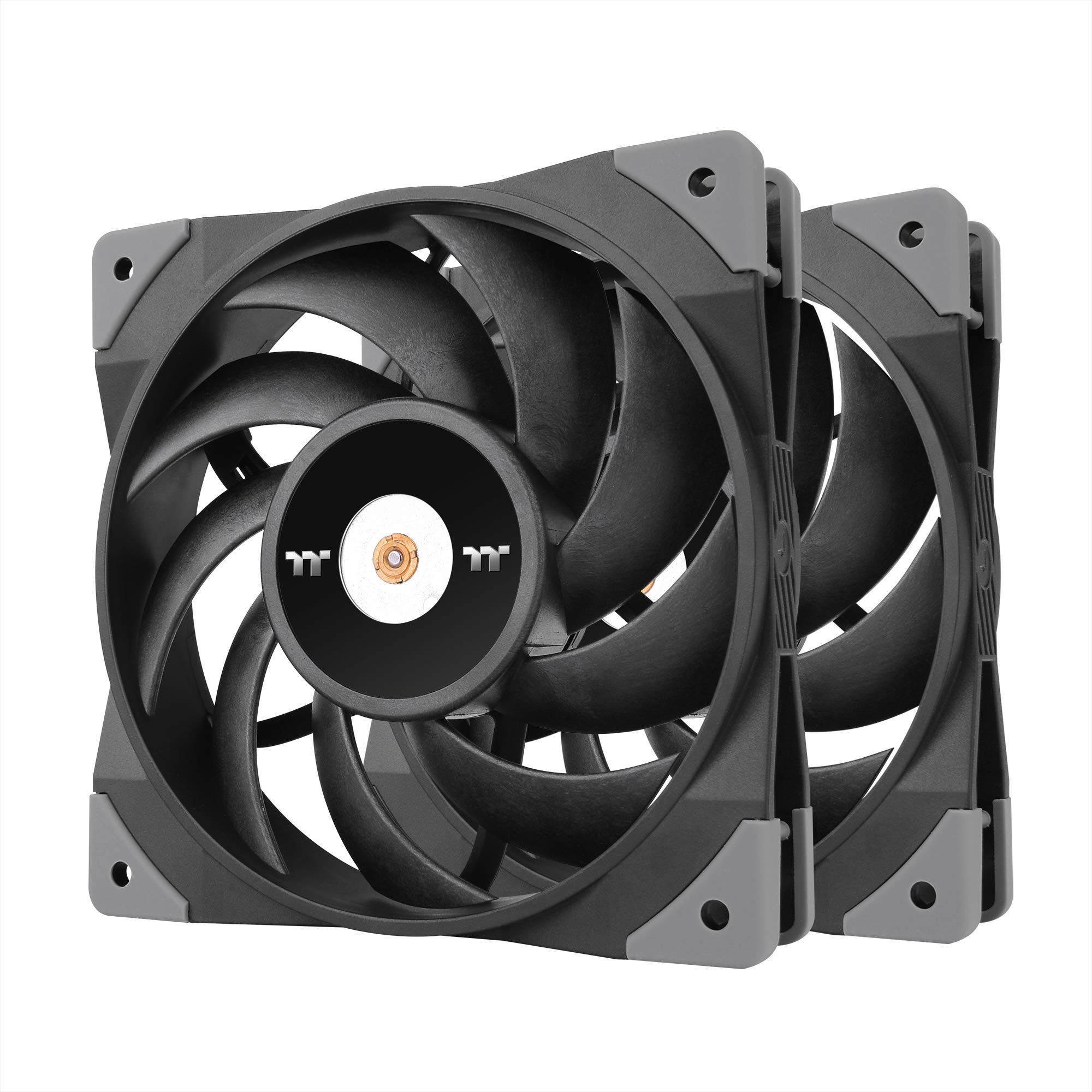 Thermaltake TOUGHFAN 14 Black PWM 500~2000rpm-controlled high Static Pressure 140mm Circular Radiator Fan with with Anti-Vibration Mounting System Cooling, (2 Fan Pack) CL-F085-PL14BL-A