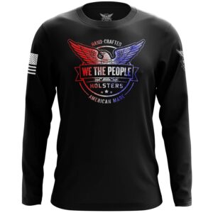 We The People Holsters - WTP Holsters Distressed Flag Logo - American Eagle Shirt - Long Sleeve T Shirt - American Eagle Shirt for Men - American Flag Patriotic Shirt - Black - XL