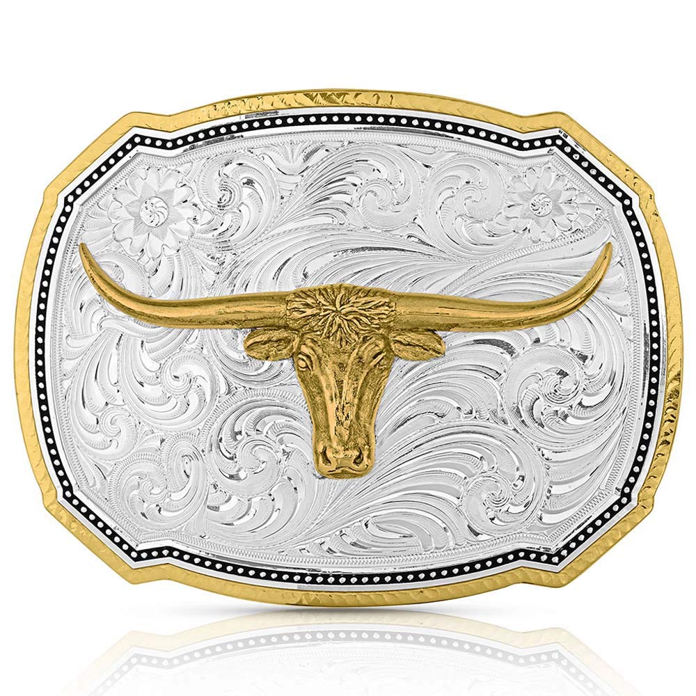 Montana Silversmiths Western Lifestyle Texas/Longhorn Made in the USA Buckle (Right Cut of the Rope Longhorn)