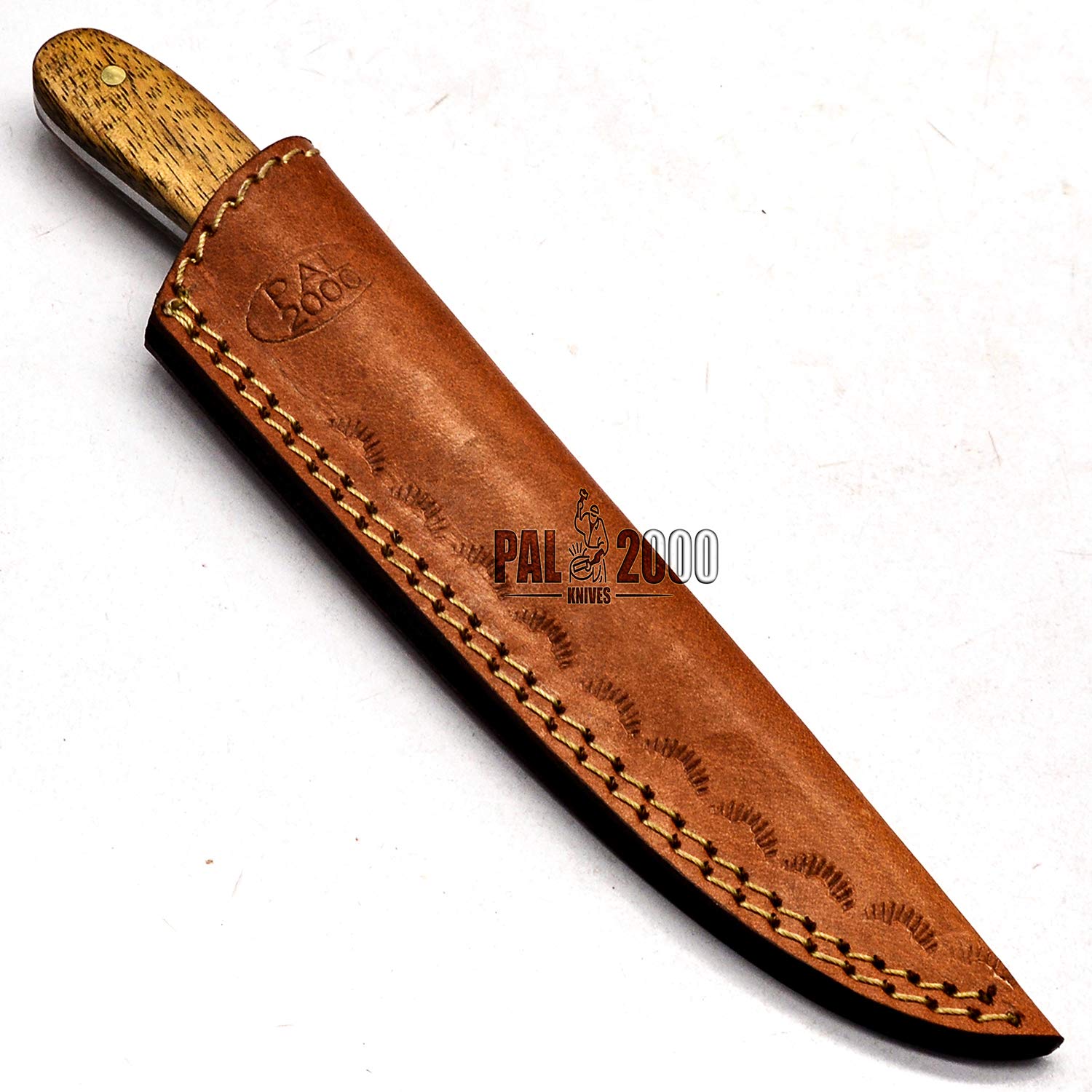 KNI-9725 Handmade Damascus Steel 9 Inch Knife Rosewood Handle With Leather Sheath