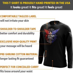 We The People Holsters - WTP Holsters Distressed Flag Logo - American Eagle Shirt - Long Sleeve T Shirt - American Eagle Shirt for Men - American Flag Patriotic Shirt - Black - XL