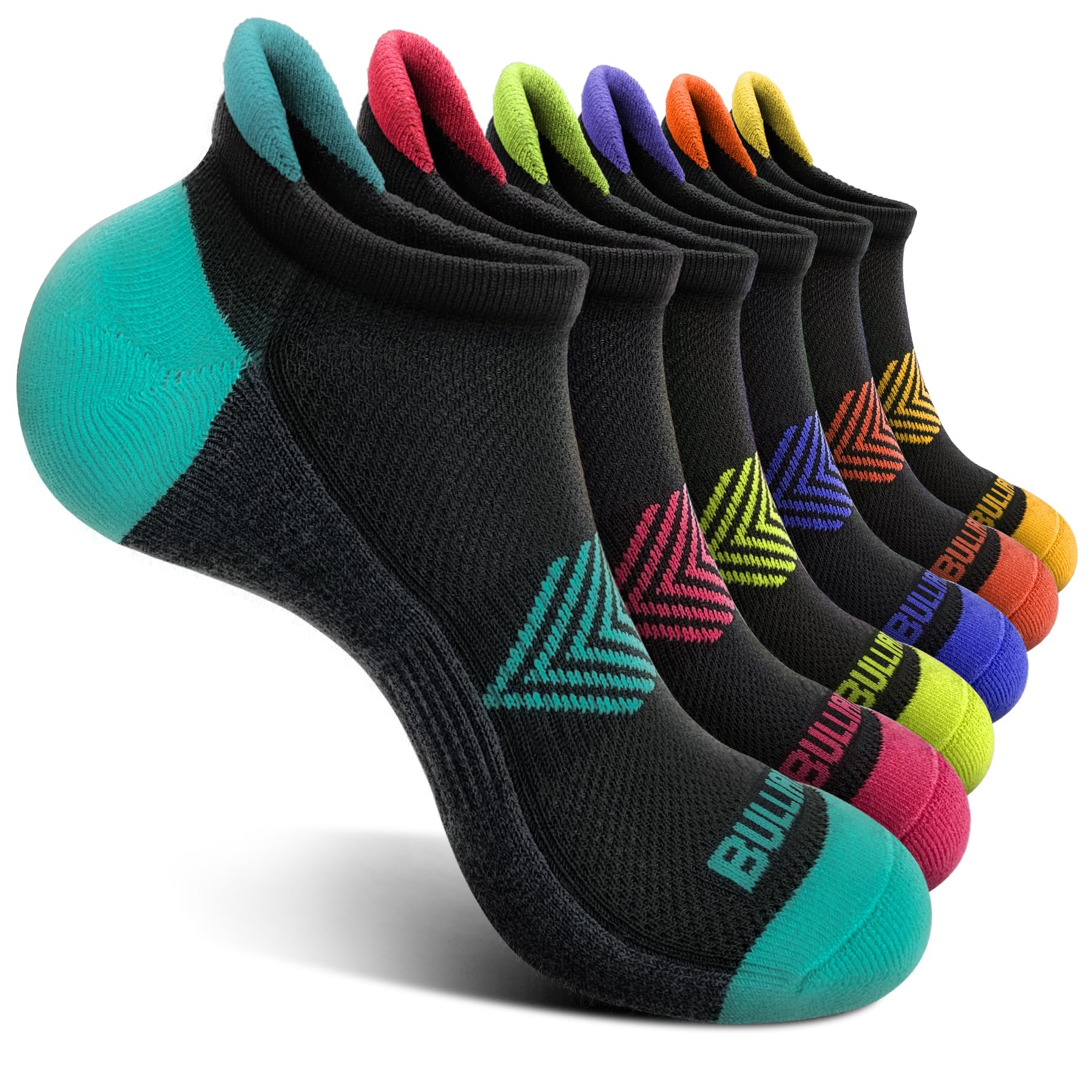 BULLIANT Socks For Women 6Pairs-Womens Athletic Ankle Socks No Show Cushioned for Walking Running-Compression Arch Support(6Pairs,Shoes Size:Women 6-8)