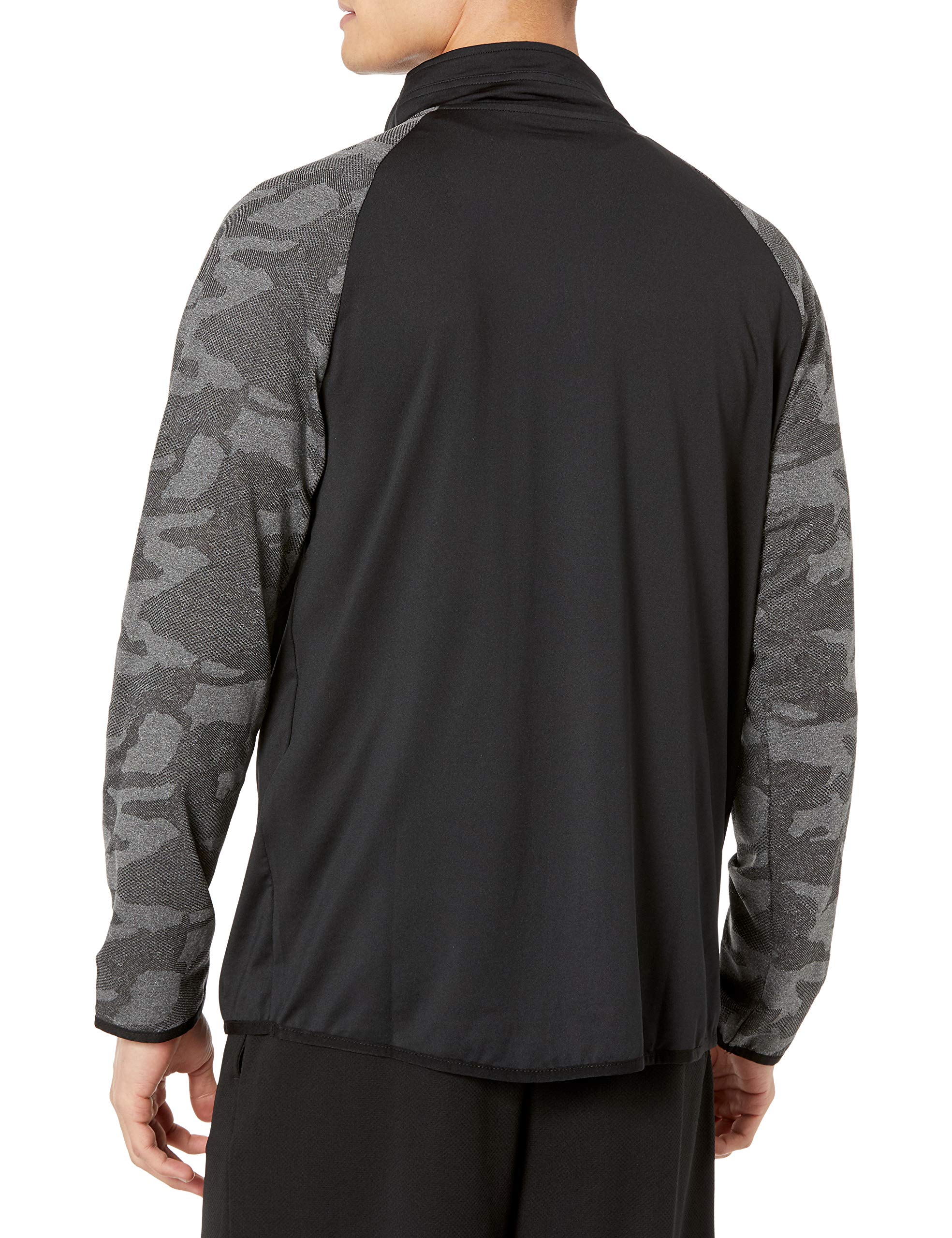 Hickey Freeman Men's Camo Jacquard Sleeve Quarter Zip, Black, XX-Large