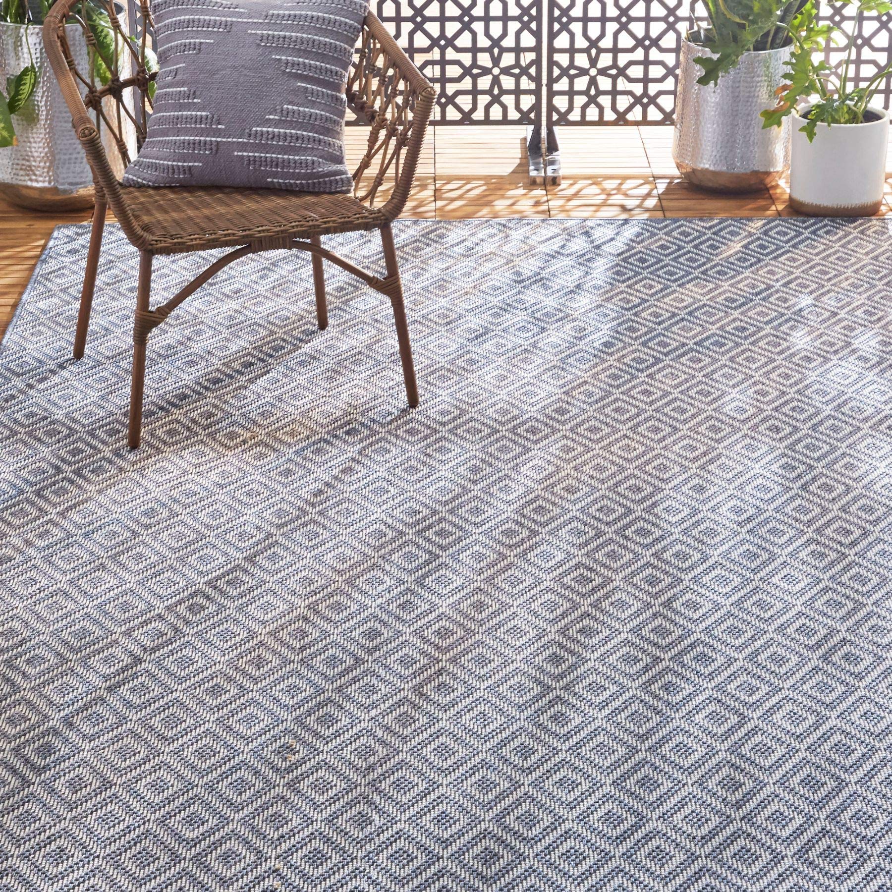 Home Dynamix Tripoli Lydia Modern Indoor/Outdoor Area Rug, Denim/Cream, 6'6"x9'6" Rectangle