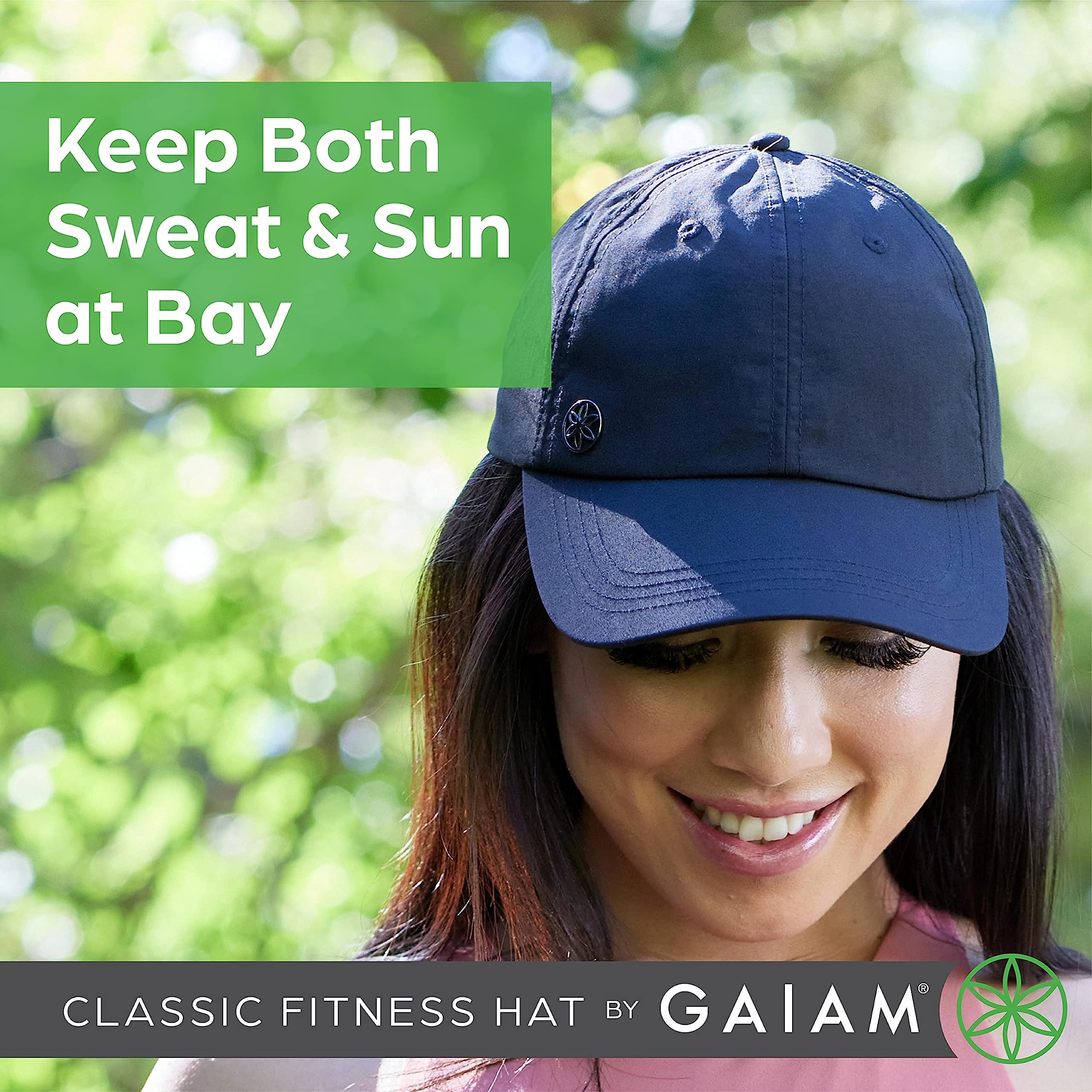 Gaiam Leopard Print Black Running Cap with Sweatband and Ponytail Hole for Women