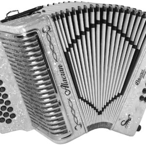 Alacran AL3112 Accordion Package: 31 Button, 12 Bass Accordion with Rigid Case and Adjustable Straps (Sol/GCF, White Pearl)