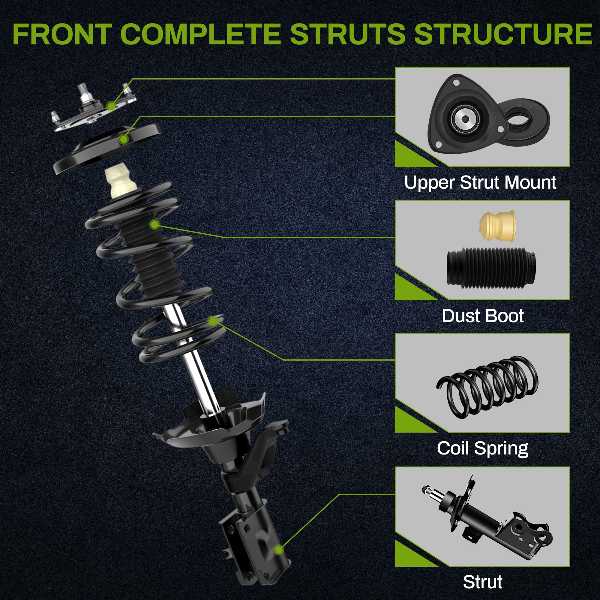 AUTOSAVER88 Complete Struts Compatible with 2001-2002 Honda Civic Front & Rear Shock absorber 4 pcs