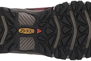 KEEN Women's-Ridge Flex Mid Height Waterproof Hiking Boots, Rhubarb/Black, 6.5