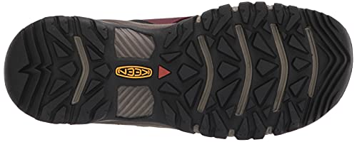 KEEN Women's-Ridge Flex Mid Height Waterproof Hiking Boots, Rhubarb/Black, 6.5