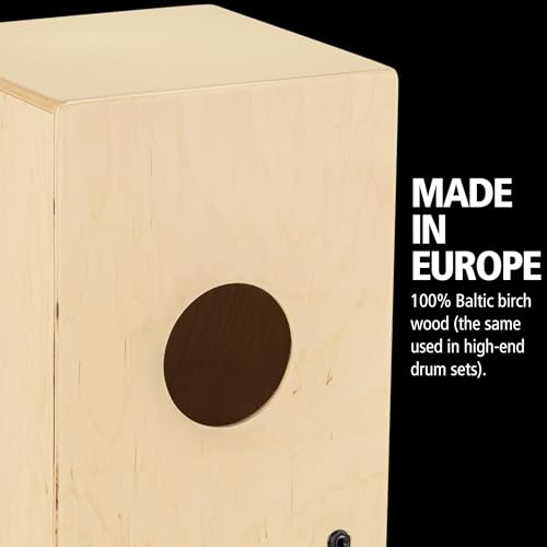 Meinl Percussion Jam Pickup Cajon Box Drum with Internal Snares and Electronics for Amp or PA System, Compact Size — Made in Europe — Play with Your Hands, Baltic Birch, 2-Year Warranty (PJC50B)