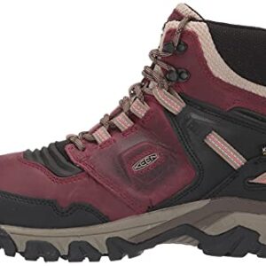 KEEN Women's Ridge Flex Mid Height Waterproof Hiking Boots, Rhubarb/Black, 9