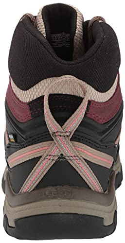 KEEN Women's-Ridge Flex Mid Height Waterproof Hiking Boots, Rhubarb/Black, 6.5