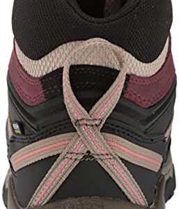 KEEN Women's Ridge Flex Mid Height Waterproof Hiking Boots, Rhubarb/Black, 9