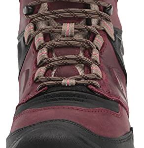 KEEN Women's Ridge Flex Mid Height Waterproof Hiking Boots, Rhubarb/Black, 9