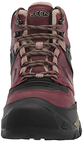 KEEN Women's Ridge Flex Mid Height Waterproof Hiking Boots, Rhubarb/Black, 9