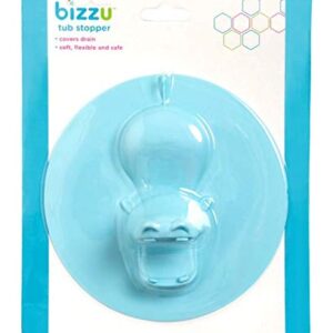 Bizzu Hippo Tub Stopper, Soft and Flexible Silicone Bathrub Drain Plus, Baby and Toddler Bathtime Accessory, Blue