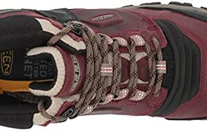 KEEN Women's Ridge Flex Mid Height Waterproof Hiking Boots, Rhubarb/Black, 9