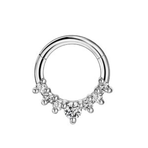 fansing 16g 8mm septum ring for women 316l surgical steel septum clicker hypoallergenic septum jewelry 16 gauge cubic zirconia cz teardrop piercing clicker