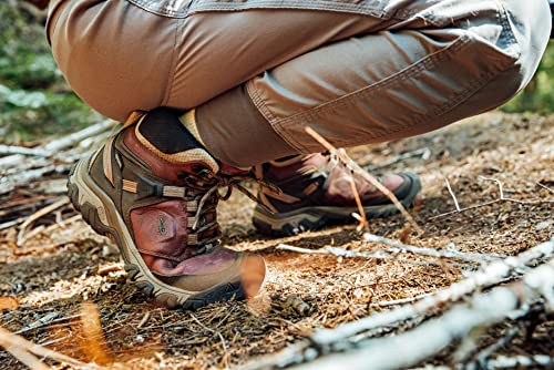 KEEN Women's-Ridge Flex Mid Height Waterproof Hiking Boots, Rhubarb/Black, 6.5