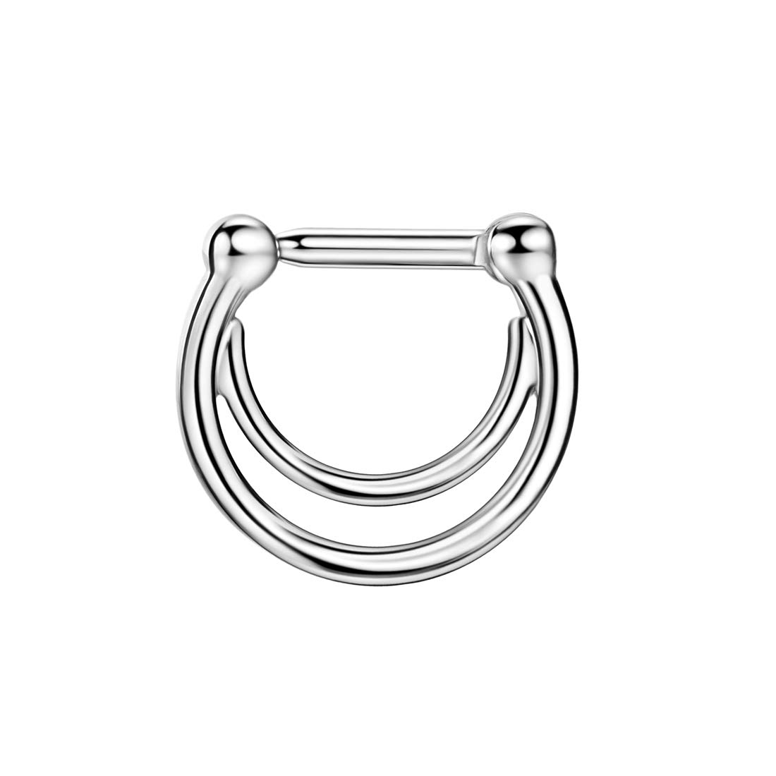 FANSING 16g 6mm Septum Ring for Women 316L Surgical Steel Septum Clicker Hypoallergenic Septum Jewelry 16 Gauge Crescent Moon Piercing Clicker