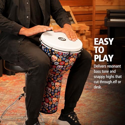 Meinl Percussion Djembe Hand Drum Circle Instrument with Synthetic Shell and Head, Alpine Series — NOT Made in China — Easy Tuning, 2-Year Warranty (ADJ12-SI)