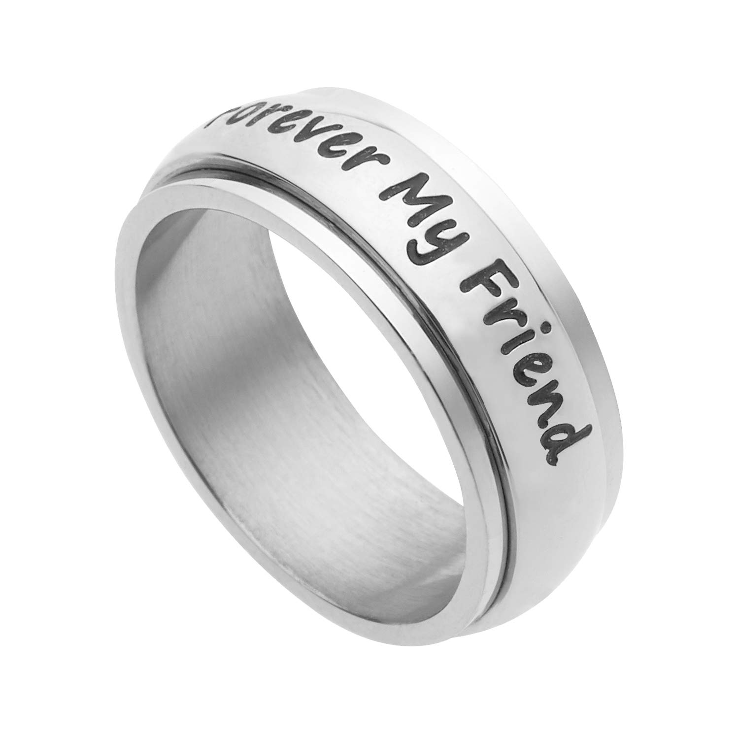 Beads & Pearls Jewelry 7mm Stainless Steel Women's Spinner Ring - Always My Granddaughter Forever My Friend Granddaughter's Ring, Spinner Ring Anxiety & Stress Relief, Size 7