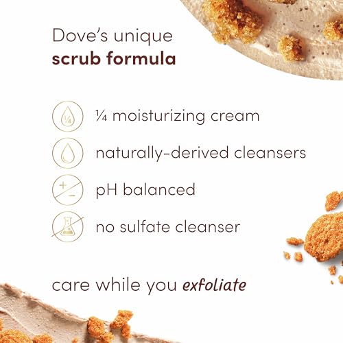 Dove Scrub Brown Sugar & Coconut Butter For Silky Smooth Skin Body Scrub Exfoliates & Restores Skin's Natural Nutrients 10.5 oz