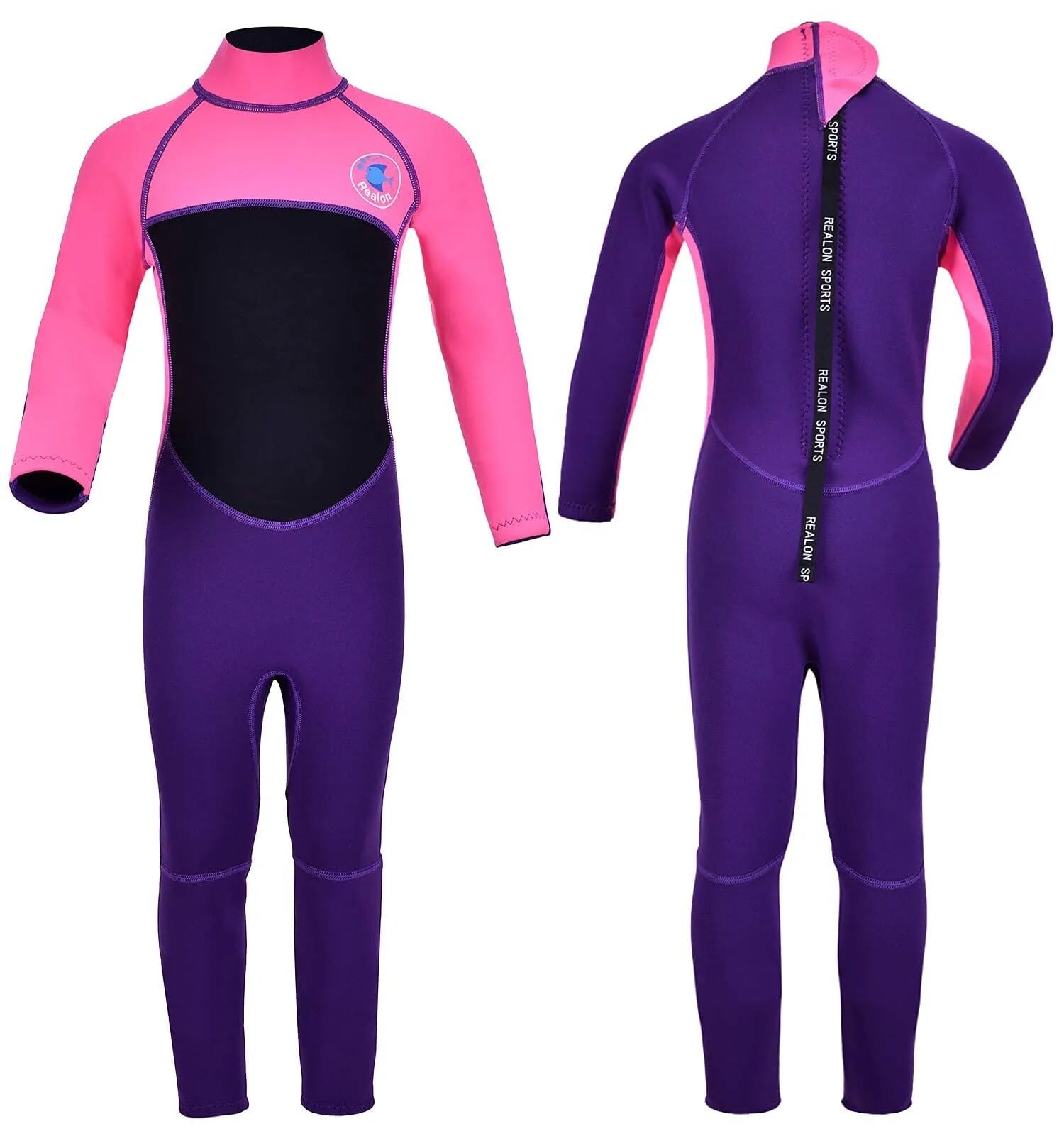 REALON Kids Wetsuit for Toddler Girls Boys and Youth,3mm Neoprene Swimsuits Children Wet Suits 2mm Shorty/Full Long Sleeve Back Zip in Cold Water Warmth for Swimming Diving Jet Skiing Surfing