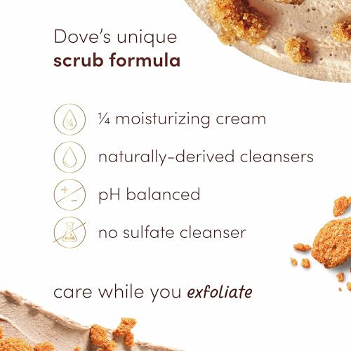 Dove Scrub Brown Sugar & Coconut Butter For Silky Smooth Skin Body Scrub Exfoliates & Restores Skin's Natural Nutrients 10.5 oz