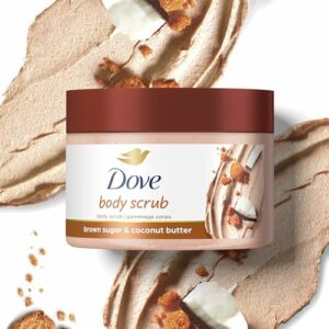 Dove Scrub Brown Sugar & Coconut Butter For Silky Smooth Skin Body Scrub Exfoliates & Restores Skin's Natural Nutrients 10.5 oz