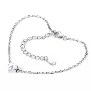 Sterling Silver Heart Letter A Bracelets Silver Initial 18K White Gold Plated Bracelet Initial Charm Women Bracelet Jewelry