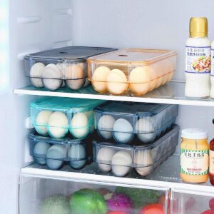 Roaring Hippo,Egg Holder for Refrigerator,stackable Translucent egg tray for refrigerator(4 colors),can hold 16 egg container for refrigerator. (BLue)