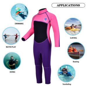 REALON Kids Wetsuit for Toddler Girls Boys and Youth,3mm Neoprene Swimsuits Children Wet Suits 2mm Shorty/Full Long Sleeve Back Zip in Cold Water Warmth for Swimming Diving Jet Skiing Surfing