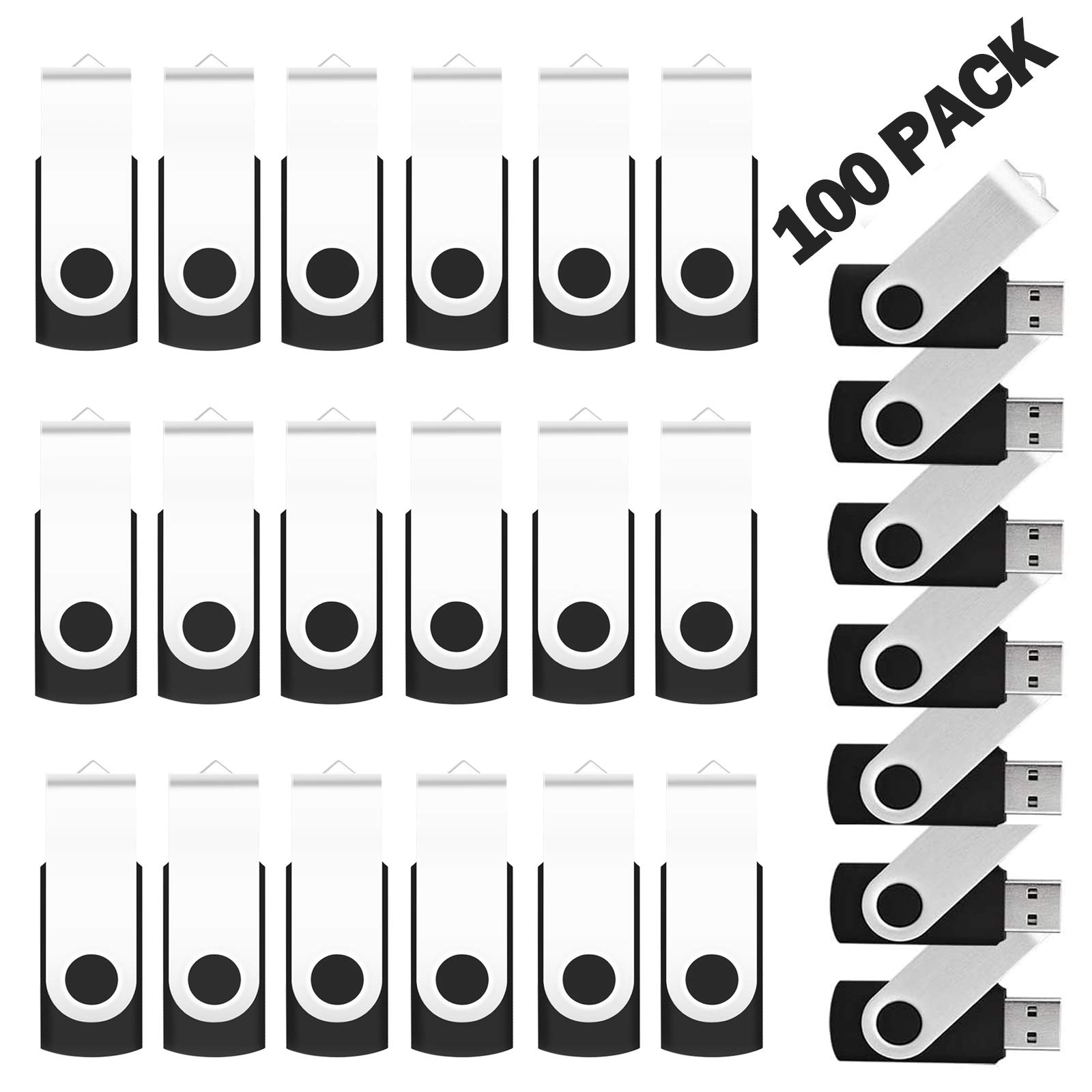 128MB Bulk Flash Drives 100 Pack, EASTBULL USB 2.0 Flash Drives Bulk USB Drive Bulk Storage Flash Drive Pack (Black)