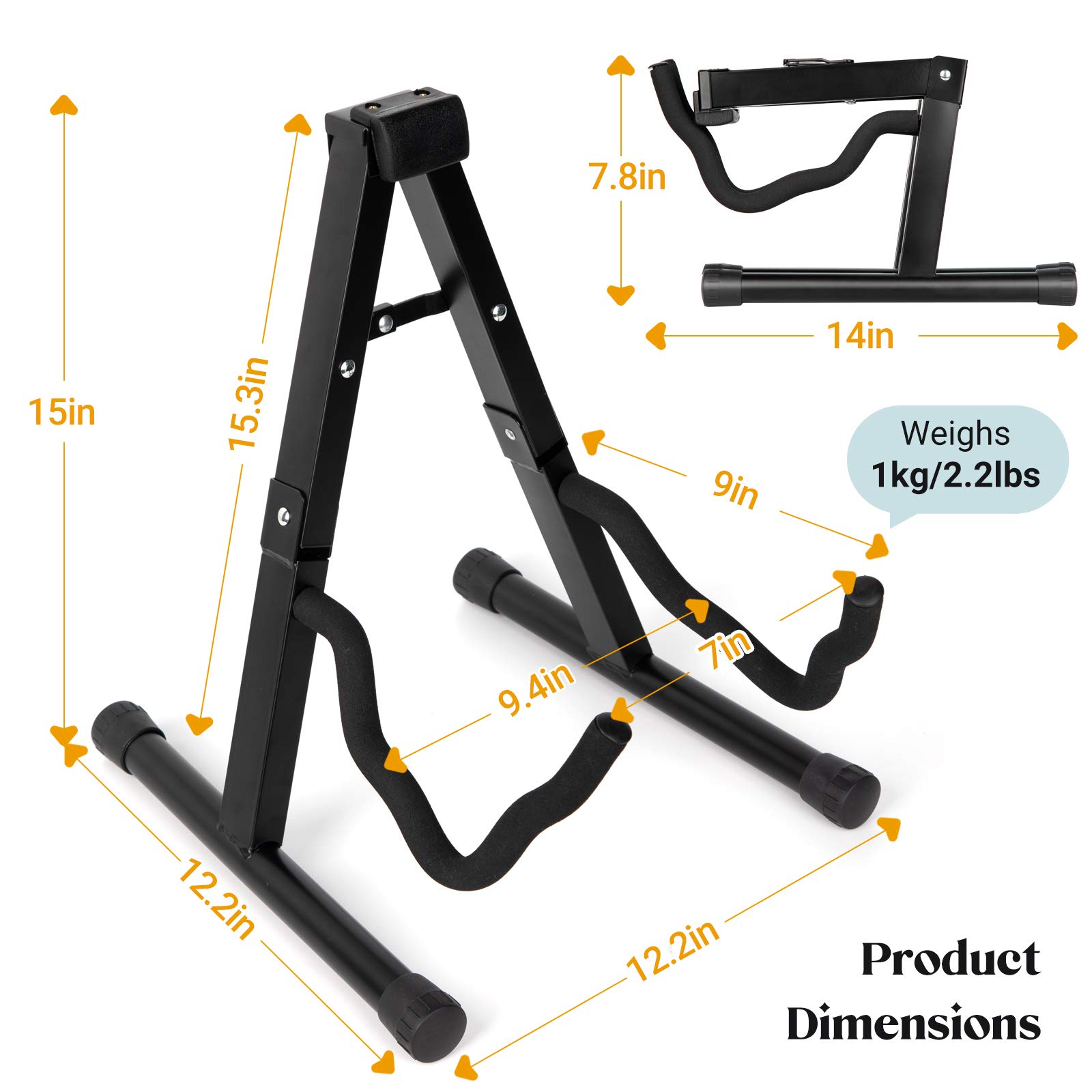 CAHAYA Guitar Stand Folding A frame Floor Universal Metal for Acoustic Classical Electric Bass Guitars Banjo Ukulele Portable CY0251