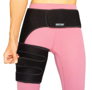 copper compression hip brace - groin wrap for pain relief thigh compression sleeve - support for hip flexor arthritis for pulled muscles-sciatica nerve brace injury for men and women (right leg)