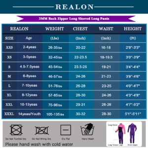 REALON Kids Wetsuit for Toddler Girls Boys and Youth,3mm Neoprene Swimsuits Children Wet Suits 2mm Shorty/Full Long Sleeve Back Zip in Cold Water Warmth for Swimming Diving Jet Skiing Surfing