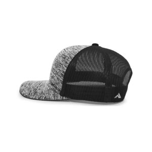 Pacific Headwear Aggressive Heather Trucker Snapback Cap, Black/Light Charcoal