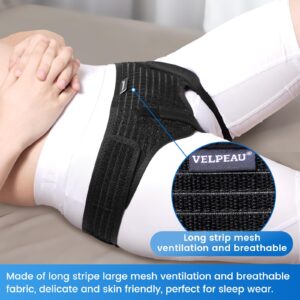 VELPEAU Hernia Belt for Men & Women - Bilateral/Double Inguinal, Groin Hernia Support Truss Underwear Briefs, Pain Relief Recovery Adjustable Strap with 2 Removable Medical Compression Pads (Black, L)