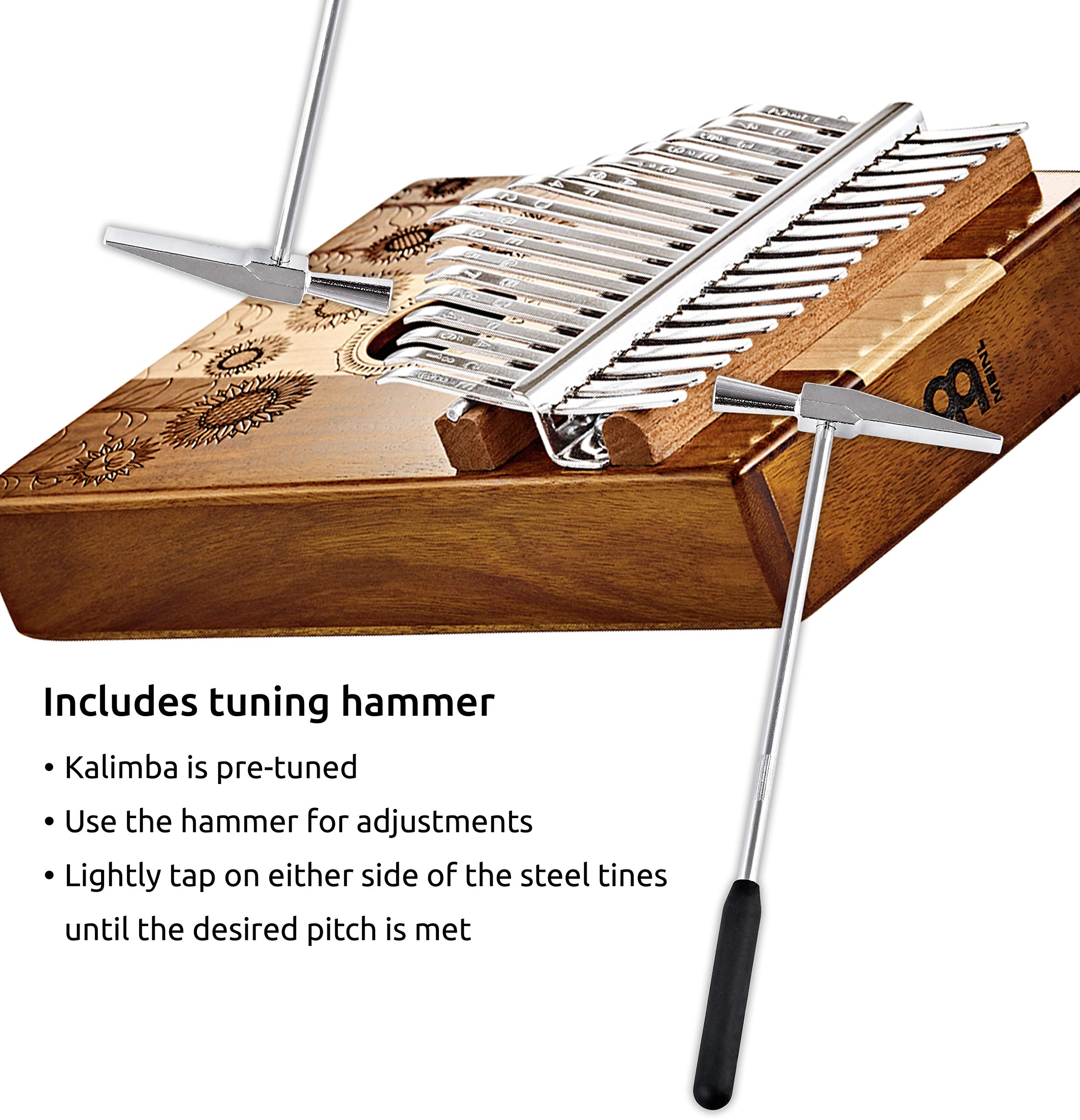 Kalimba Thumb Piano, 17 Keys — Includes Tuning Hammer and Case — For Meditation, ASMR, Sound Therapy and Yoga, 2-YEAR WARRANTY