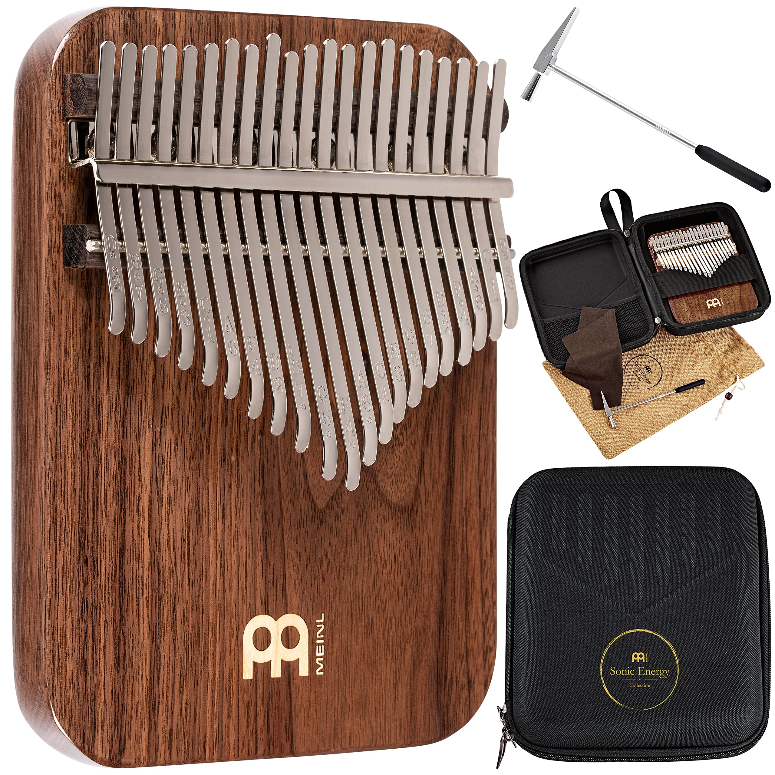 Kalimba Thumb Piano, 21 Keys — Includes Tuning Hammer and Case — For Meditation, ASMR, Sound Therapy and Yoga, 2-YEAR WARRANTY