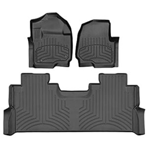 WeatherTech FloorLiner HP Custom Fit Floor Mats for Ford Super Duty (SuperCrew, Bucket Seats) 1st & 2nd Row (441012-1-2IM) W/Fold Flat Storage, Black