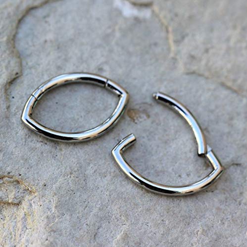 Amelia Fashion 16 Gauge Oval Seamless Clicker Ring Implant Grade 316L Stainless Steel (Sold Individually) (Steel)