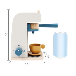 PairPear Kids Wooden Toys Coffee Maker Toy Espresso Machine Playset - Toddler Play Kitchen Accessories Gift for Girls and Boys