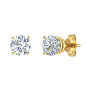 1 carat 4-prong set diamond stud earrings in 14k yellow gold