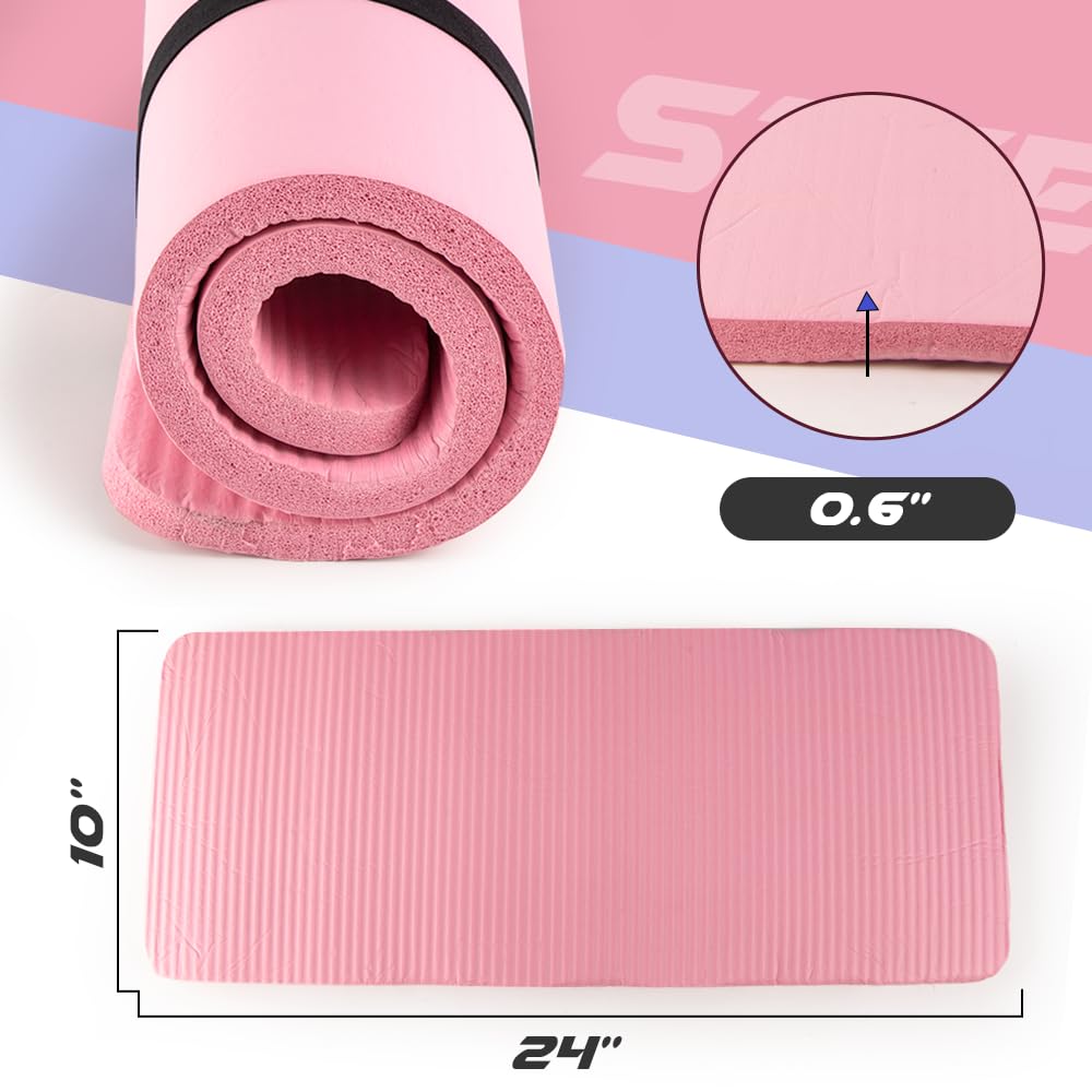 GMIFUN Yoga Knee Pad Cushion Extra Thick,Support for Knees, Head, Wrists and Elbows,Exercise Mat with Strap and Carrier Bag Pink