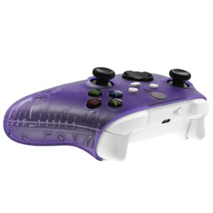 eXtremeRate Side Rails Grips Shell for Xbox Core Wireless Controller, Clear Atomic Purple Replacement Part Front Housing Cover Handles Faceplate for Xbox Series X & S Controller [Controller Excluded]